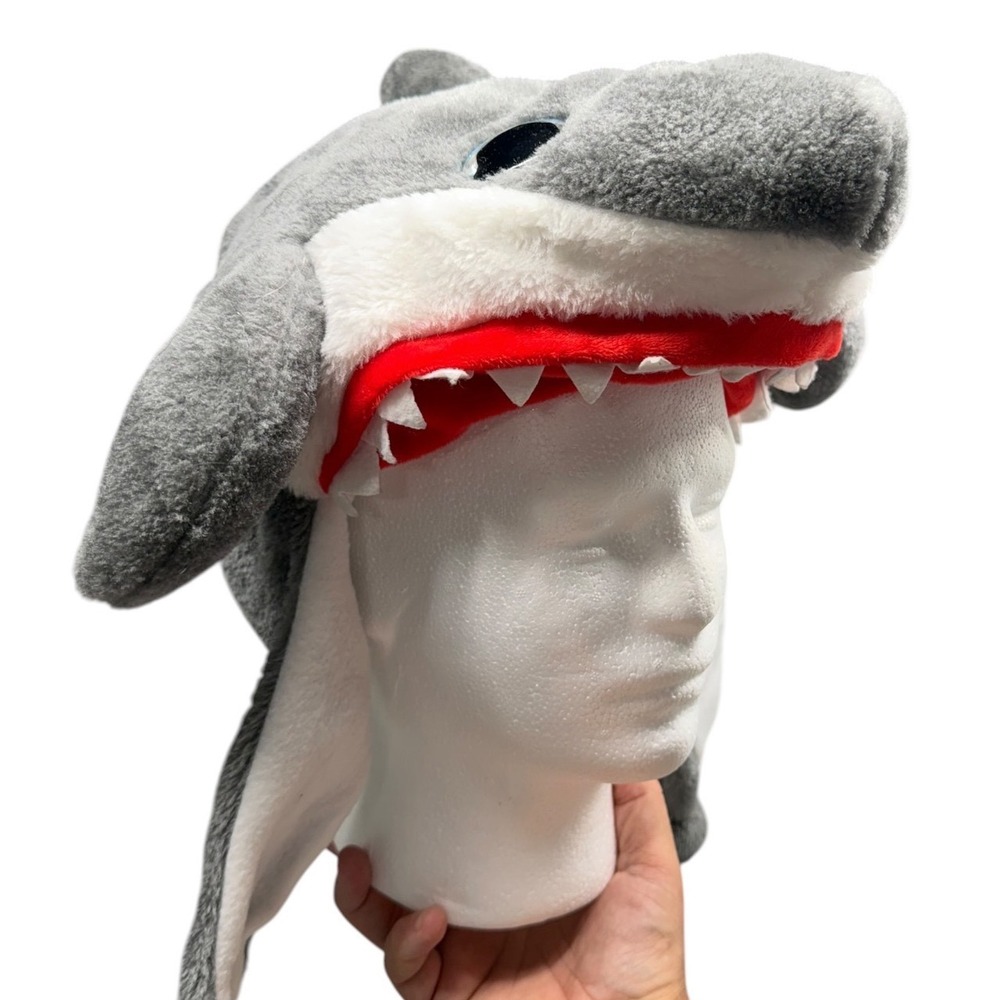 Critter Caps Kids Shark Trapper Hat Grey Plush Faux Fur Earflap Beanie One Size
